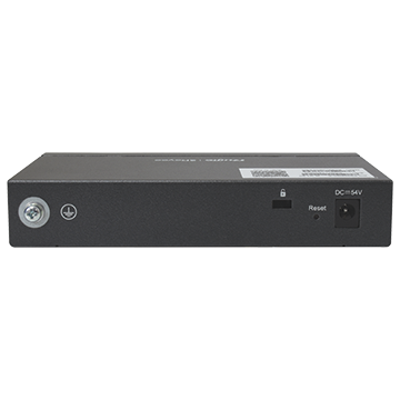 RG-ES205GC-P - 5 Port Gigabit Managed Network Switch (4 Port PoE, 1 Uplink) Back of Product Image