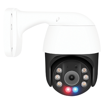 50MM-CD004 - 6MP AI Dome PTZ IP PoE Camera IP66 2.8mm Lens with 3 x Digital Zoom, Dual-Light + Red and Blue Deterrent Lights with 2 Way Audio