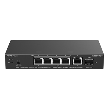 RG-ES206MG-P - 6 Port Multi Gigabit Cloud Managed Network Switch (4 x 2.5 Gbps PoE+, 1 x 2.5 Gbps + 1 x 10 Gbps SFP+)