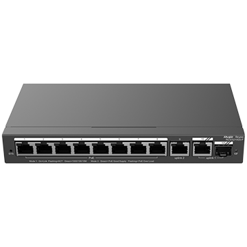 RG-ES210GS-P - 11 Port Gigabit Managed Network Switch (8 PoE+ Ports, 1 RJ45 GbE Port Plus 1 GbE/SFP Combo Port)