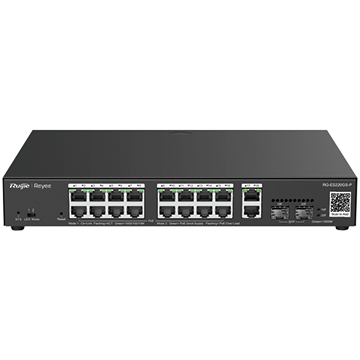 RG-ES220GS-P - 20 Port Gigabit Managed Network Switch (16 PoE+ Ports, 2 RJ45 GbE Ports plus 2 SFP)
