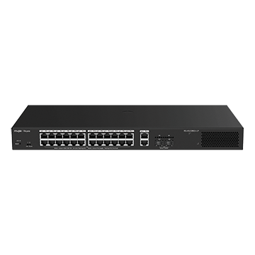 RG-ES228GS-LP - 28 Port Gigabit Managed Network Switch (24 PoE+ Ports, 2 RJ45 GbE Ports plus 2 SFP) 250 W