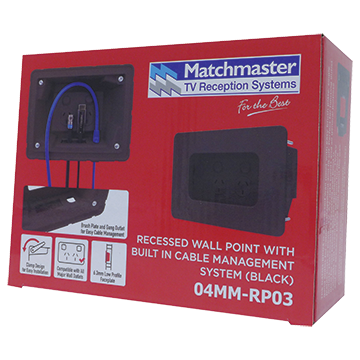 04MM-RP03 - Recessed Wall Point with Built-in Cable Management System (Black) Packaging Image