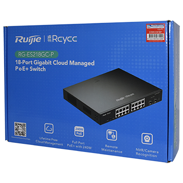 RG-ES218GC-P - 18 Port Gigabit Managed Network Switch (16 Port PoE, 2 SFP) Packaging Image